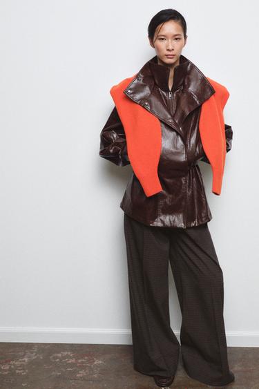 Zara ZW COLLECTION SHINY JACKET - Brown - Image 0