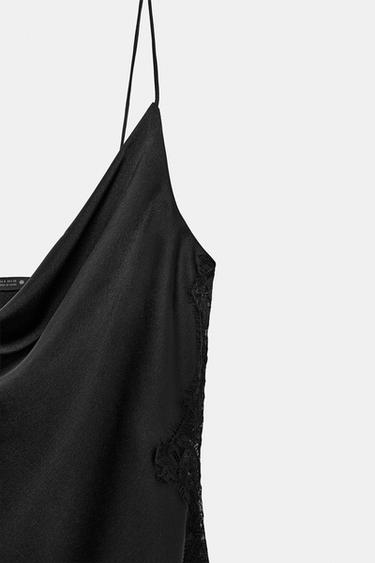 ROBE SATINÉE DENTELLE ZW COLLECTION - Noir de Zara - Image 2
