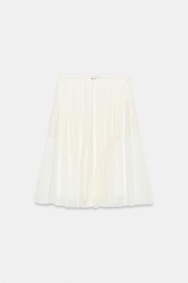 CONTRAST LACE SKIRT - Ecru by Zara - Image 5