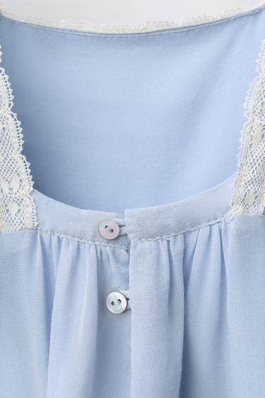 LACE TRIM DETAIL DRESS - Blue grey by Zara - Image 3