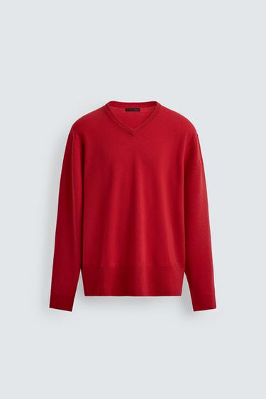 REGULAR FIT WOOL BLEND JUMPER - Bright red by Zara