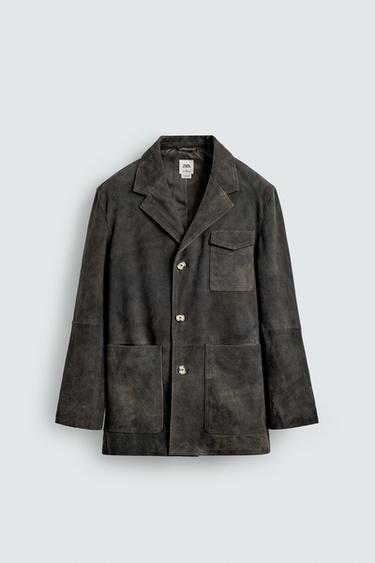 BLAZER PIEL ANTE LIMITED EDITION - Marrón / Topo de Zara