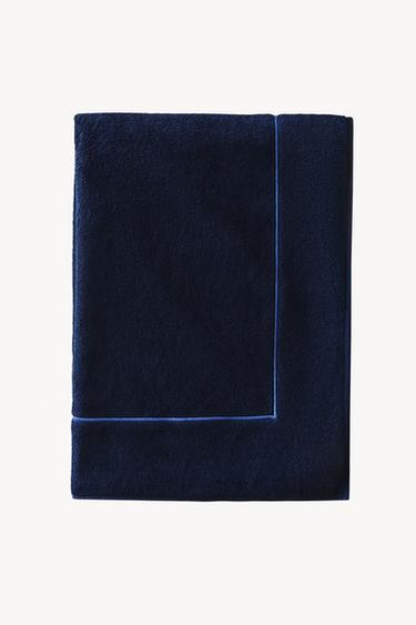 BEACH TOWEL WITH PLAIN BORDER - Navy blue by Zara
