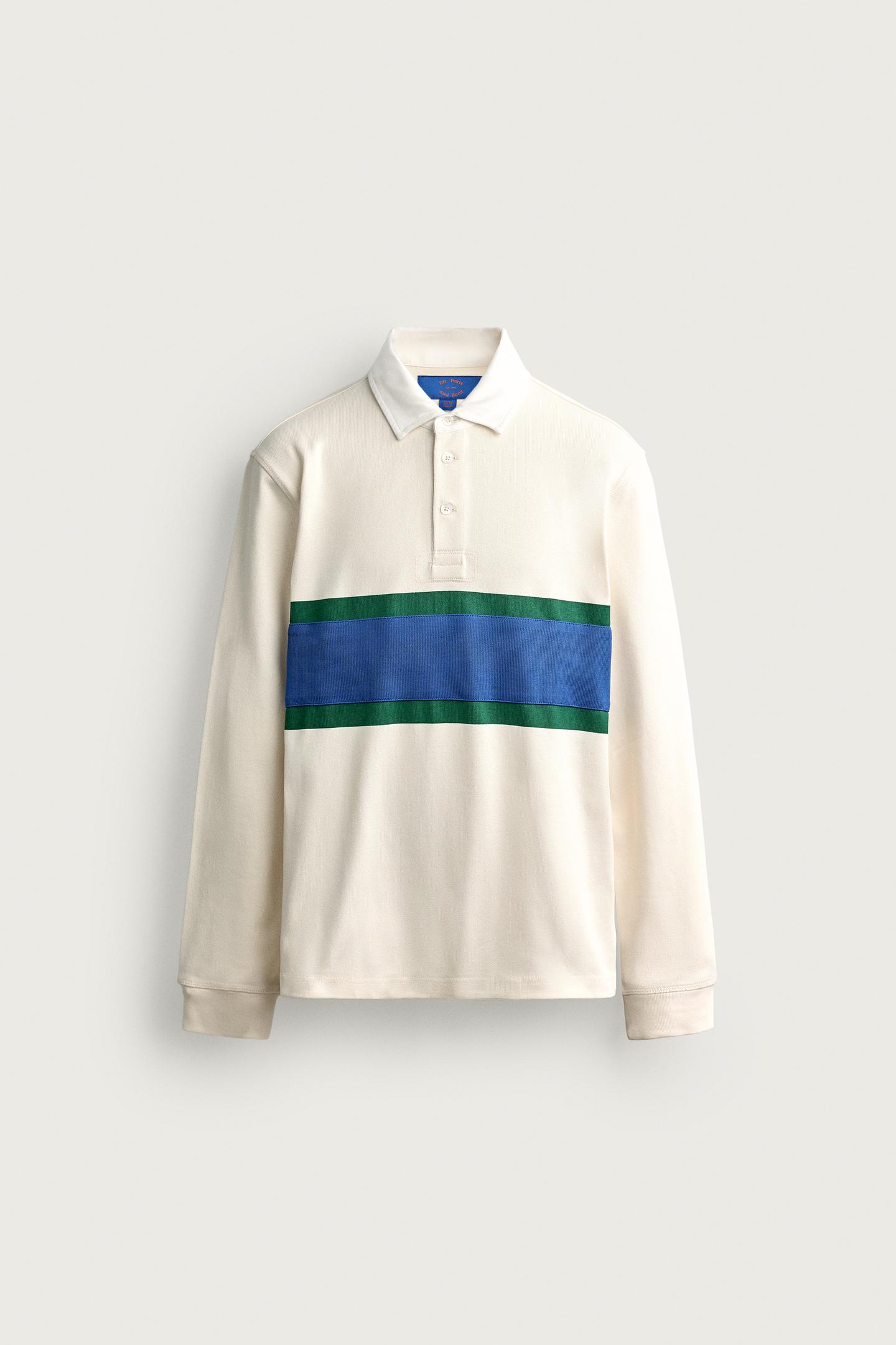 Мужское поло Zara 0FR. Paris X ZARA Contraste Polo Shirt, цвет: Светлый бежевый — фото 7