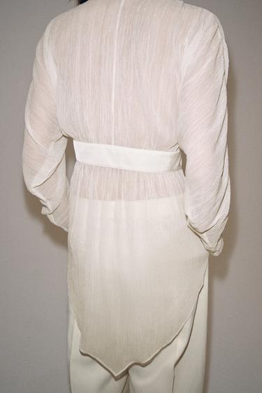 ZW COLLECTION GEORGETTE LACE BLOUSE - Ecru by Zara - Image 3
