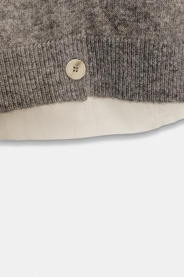 CONTRAST KNIT CARDIGAN WITH BELT - Grey marl by Zara - Image 7