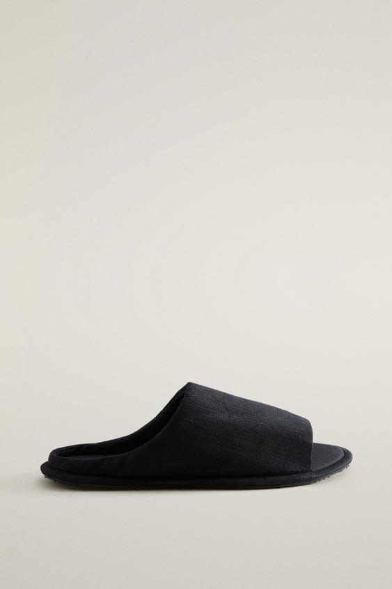 ÅBNE HJEMMESKO I STOF - Marineblå fra Zara - Billede 0