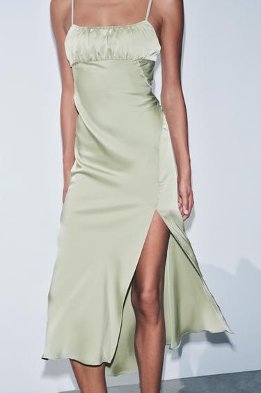 ROBE STYLE LINGERIE SATINÉE - Vert menthe de Zara - Image 3