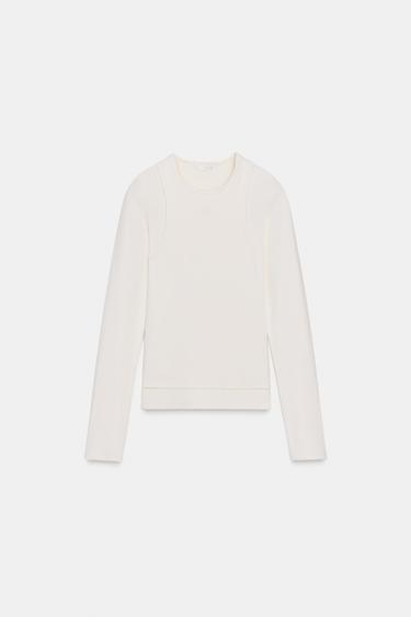 ҚОС КЕСТЕЛІ ФУТБОЛКА - Экру Zara компаниясынан