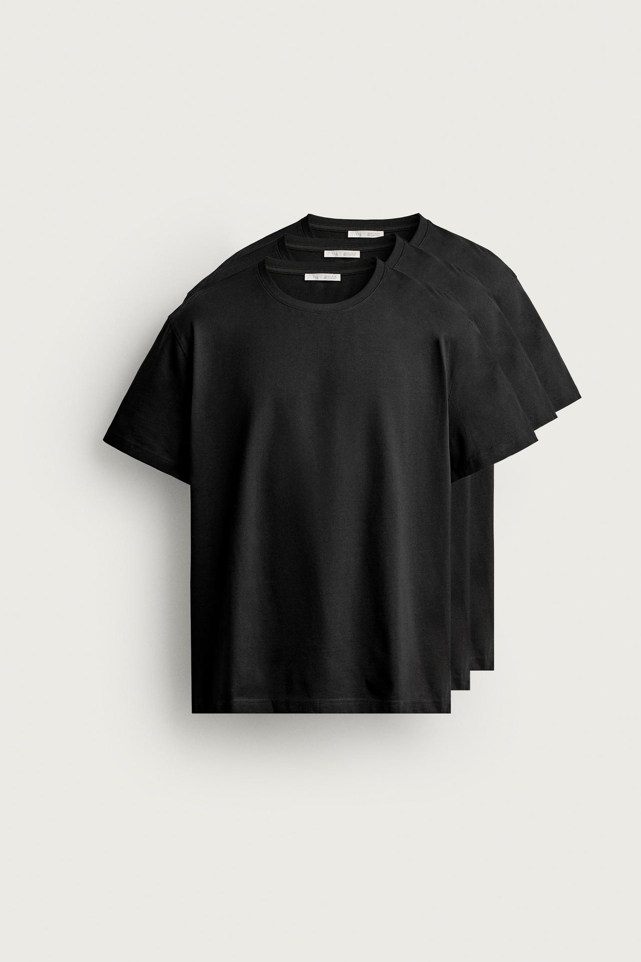 3-PACK MEDIUM WEIGHT BASIC T-SHIRTS /02 — Black
