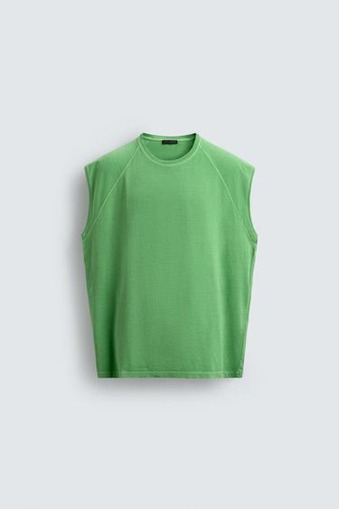 CAMISETA TANK LAVADA - Verde de Zara