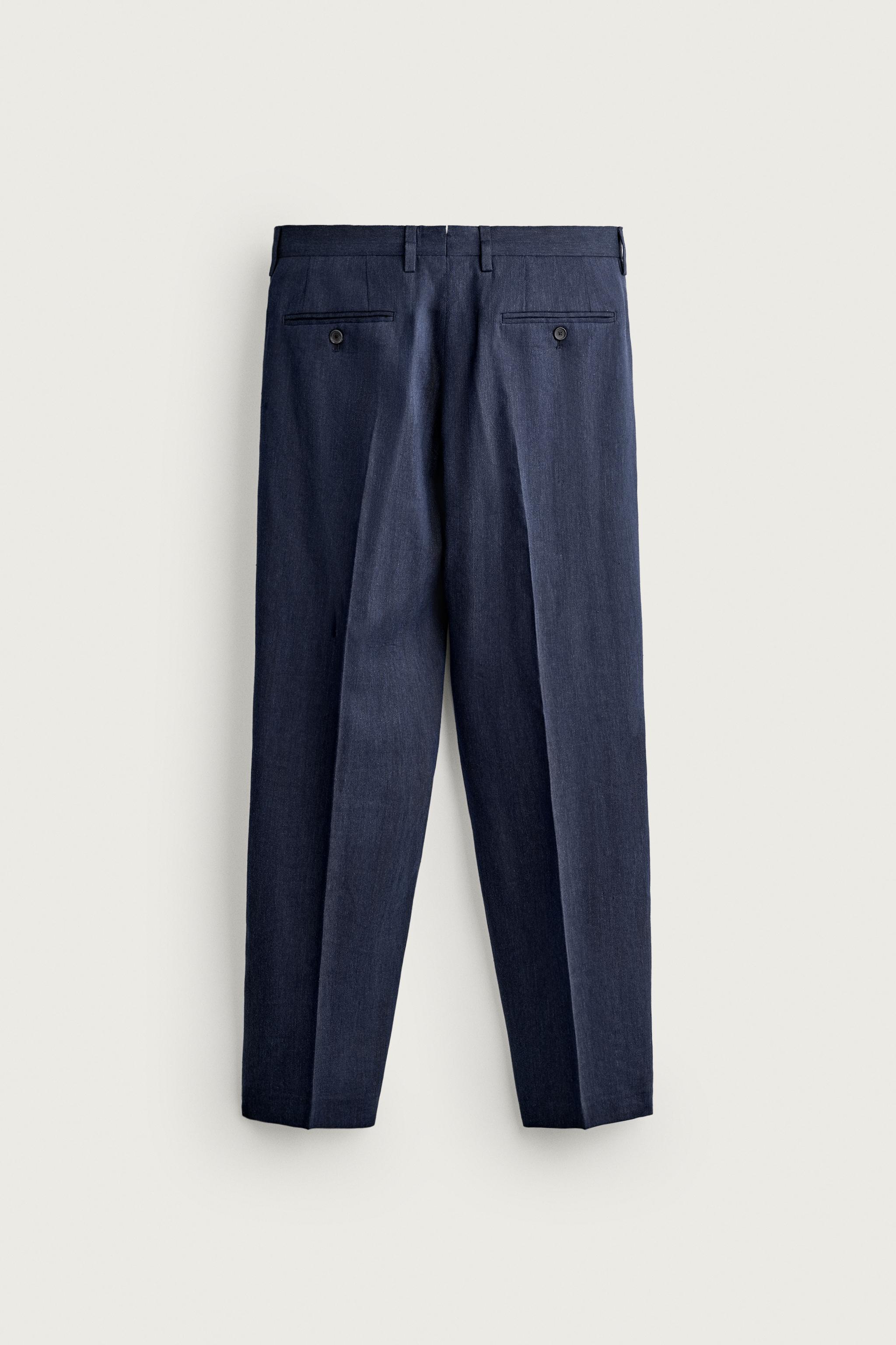 Zara KETEN VE YÜN KARIŞIMLI REGULAR FIT TAKIM PANTOLONU görsel 6