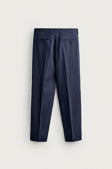 PANTALON DE COSTUME REGULAR FIT LIN - LAINE - Bleu de Zara - Image 5