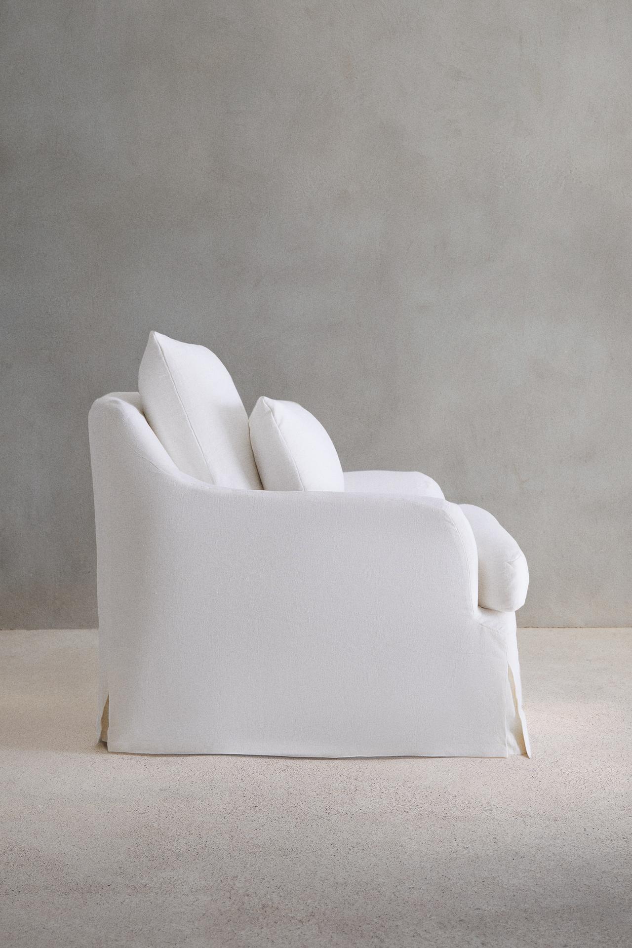 ARMCHAIR 01 LINEN COVER — Ecru
