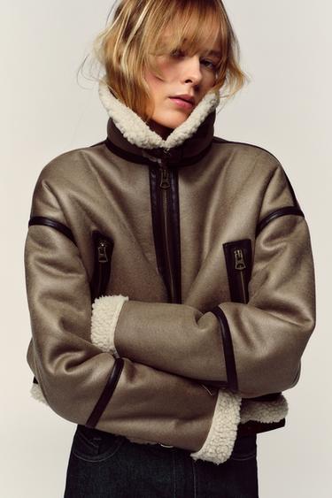 SHORT DOUBLE-FACED JACKET - Mink by Zara - Image 2