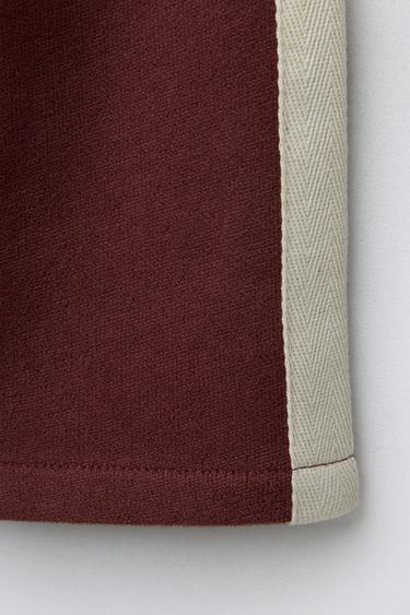 PANTALON EN MOLLETON À BANDE LATÉRALE - Grenat de Zara - Image 3