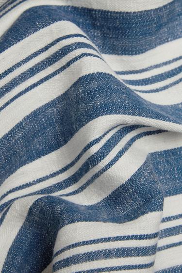 STRIPED COTTON THROW - Blue by Zara