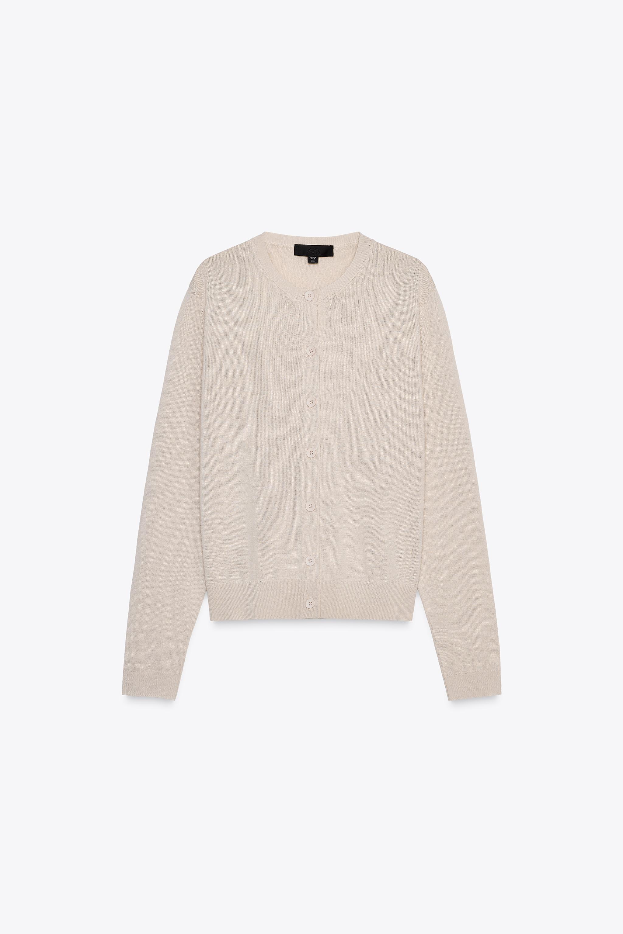 無地ウールニットカーディガン - ベージュ | ZARA Japan / 日本