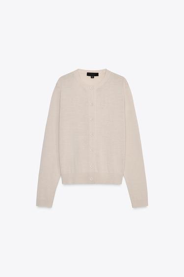 GIACCA IN MAGLIA TINTA UNITA CON LANA - Beige di Zara