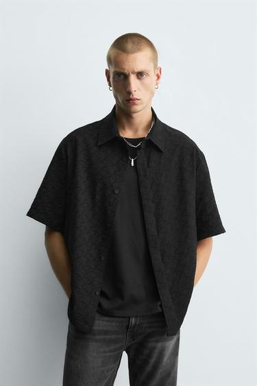 GEOMETRIC JACQUARD SHIRT - Black by Zara