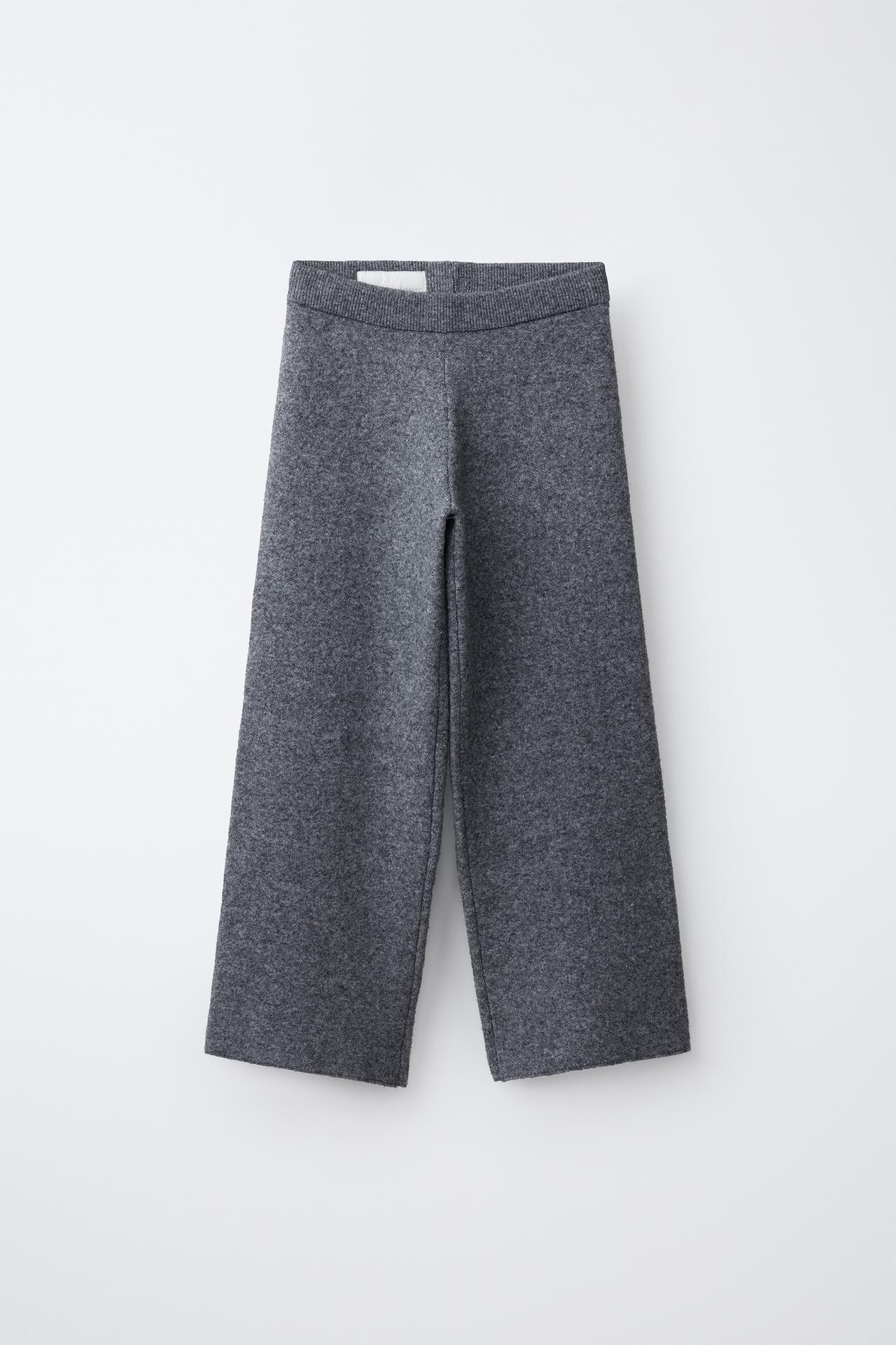 WIDE-LEG KNIT PANTS — Anthracite grey