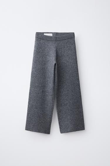 WIDE-LEG KNIT PANTS — Anthracite grey 1