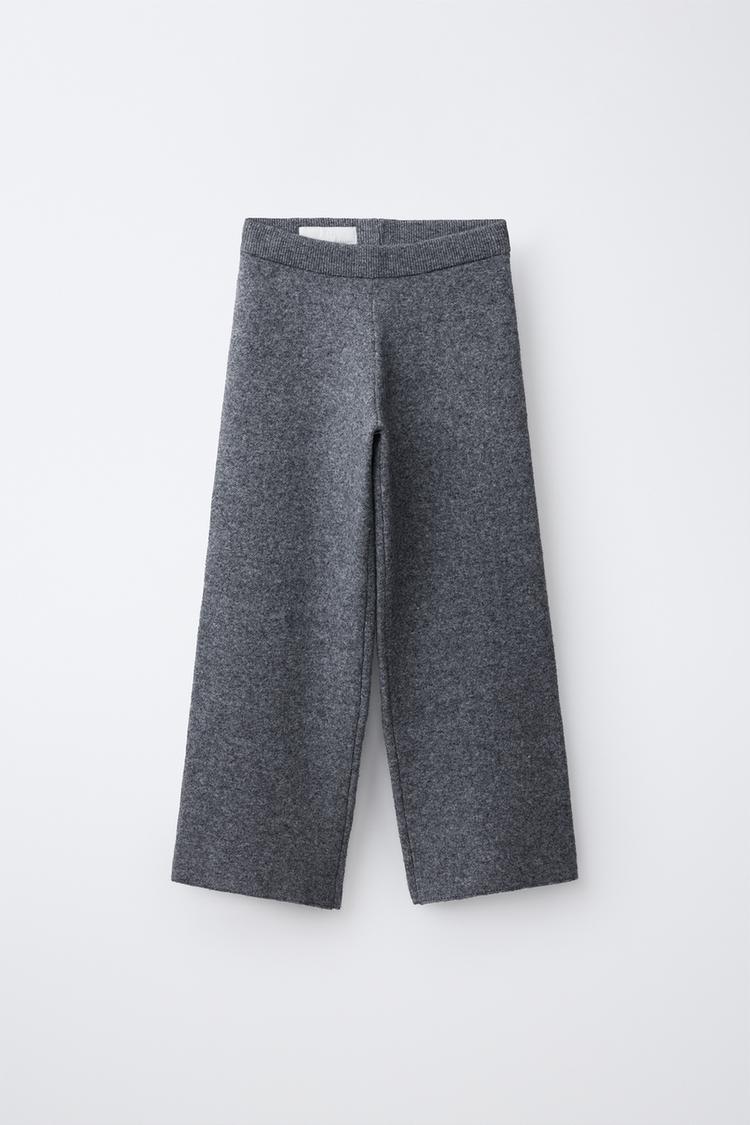 WIDE-LEG KNIT PANTS — Anthracite grey