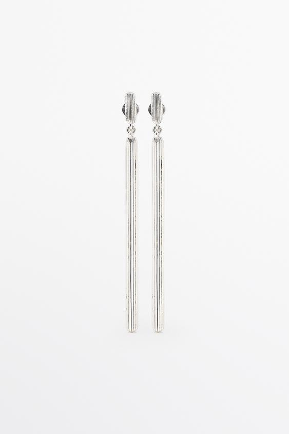 Zara Pinstripe dangle earrings - Silver - Image 0