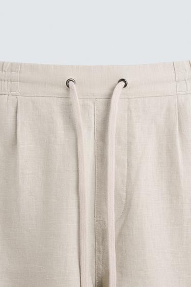 100% LINEN BERMUDA SHORTS - Beige by Zara - Image 7