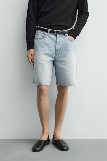 Zara 直筒牛仔短褲 - 淡藍色