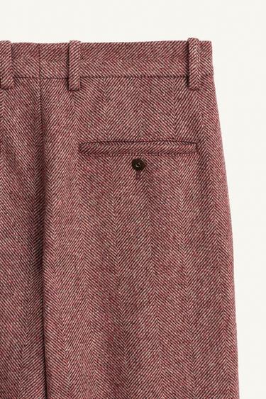 LIMITED EDITION HERRINGBONE WOOL TROUSERS - Burgundy by Zara - Image 8
