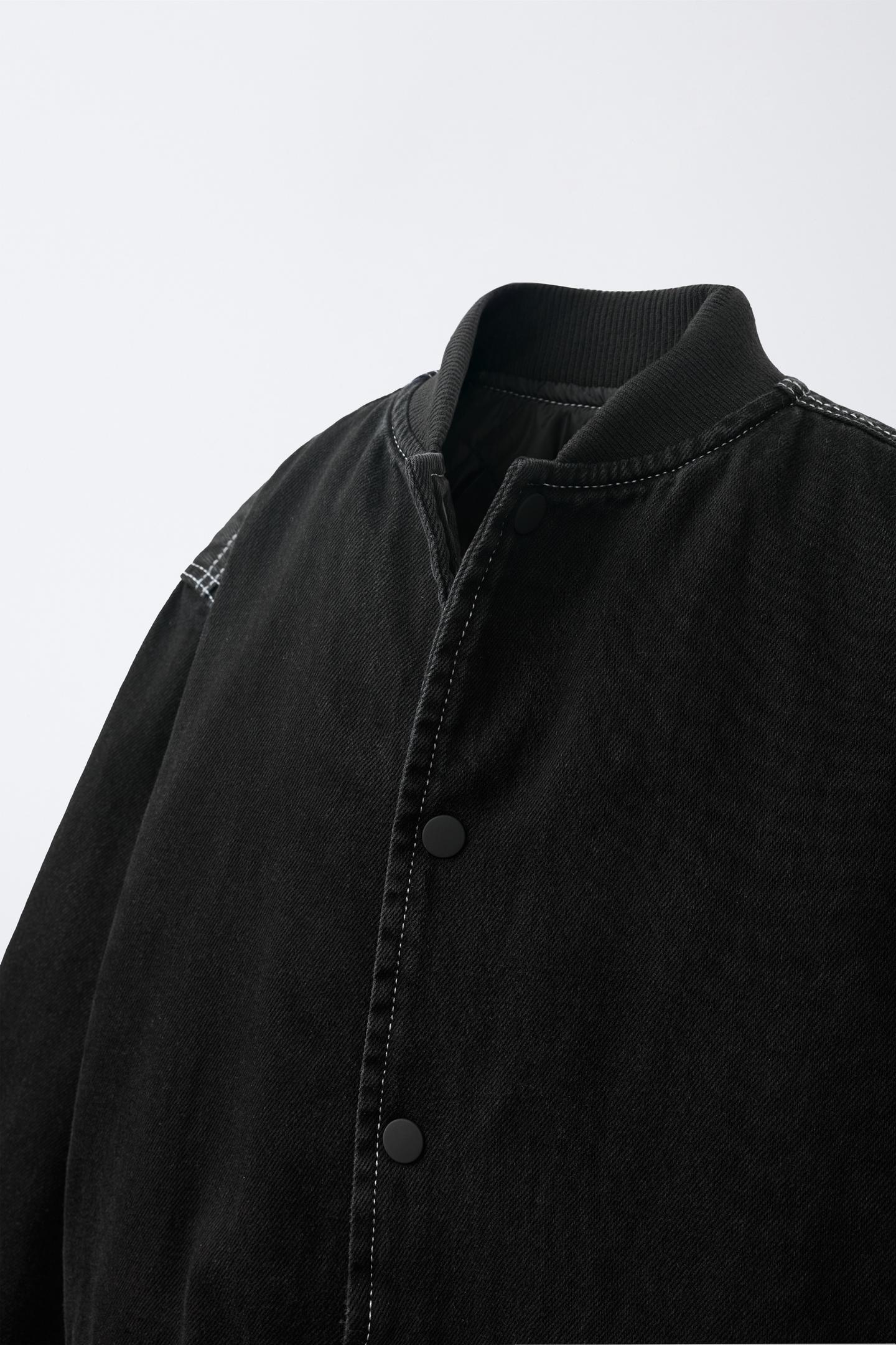 Детская куртка Zara Quilted Denim Bomber, цвет: Чёрный — фото 6