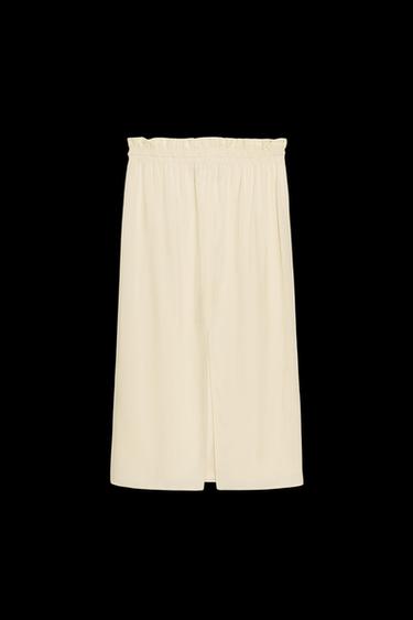 Zara DRAWSTRING MIDI SKIRT ZW COLLECTION - Light beige