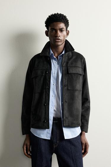 SOBRECAMISA EFECTO ANTE BOLSILLOS - Negro de Zara