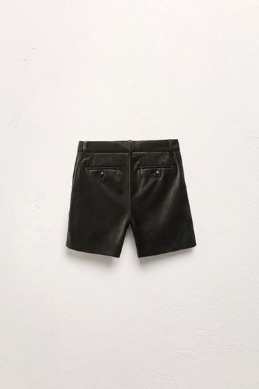 AGES 6-10 / LIMITED EDITION VELVET BERMUDA SHORTS - Dark green by Zara - Image 1