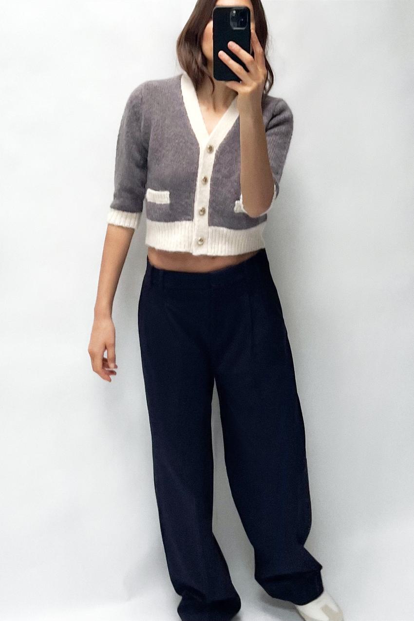 Navy Blue Baggy Cropped Pant