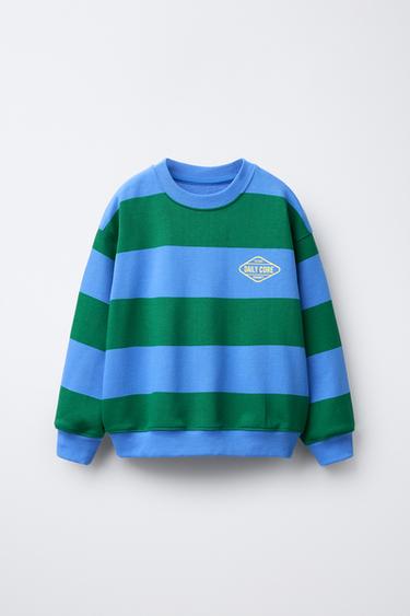 STRIPE LOGO SWEATSHIRT - Green / Blue by Zara