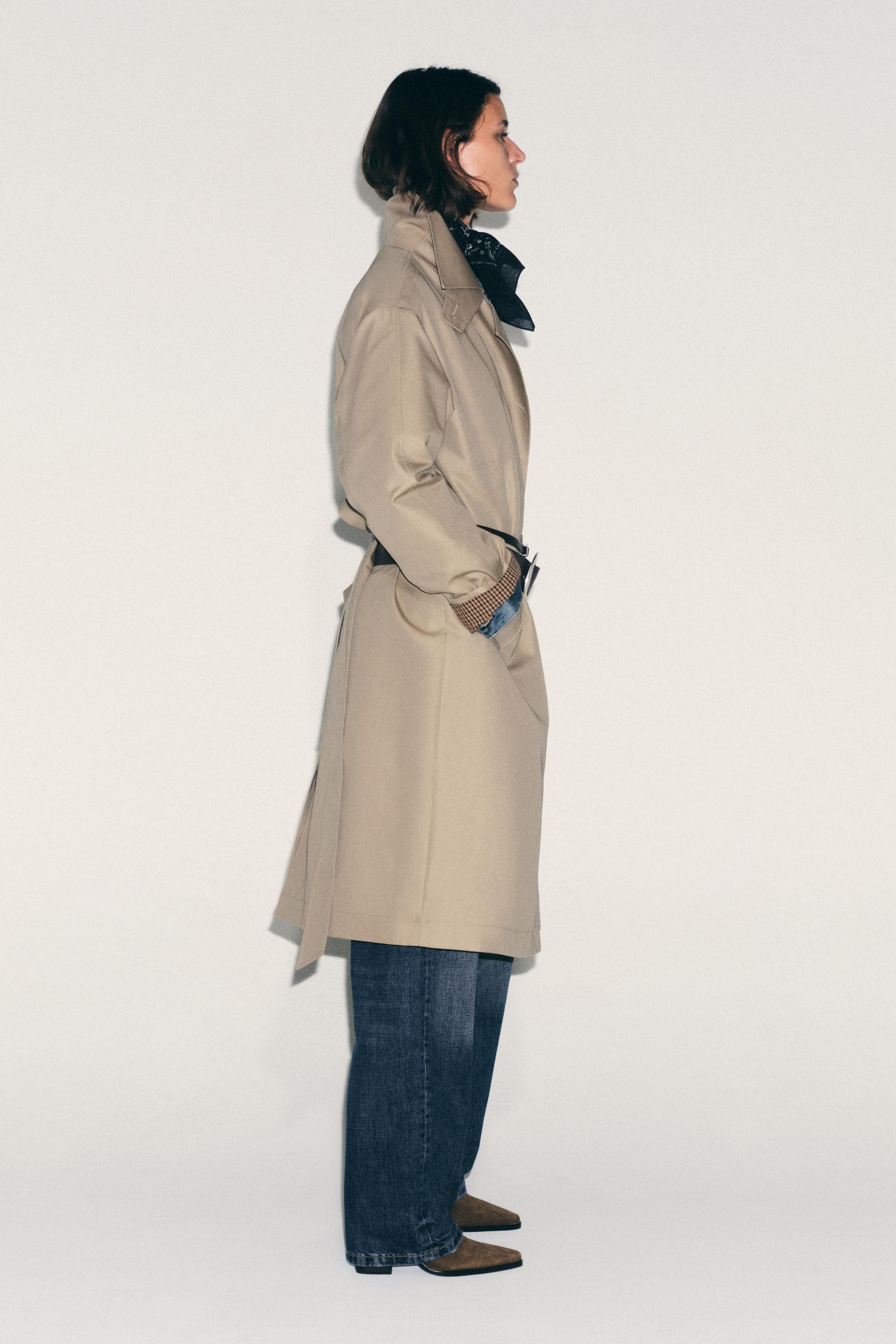 ZARA トレンチコートワンピース リボンディテール M リボンディテール
