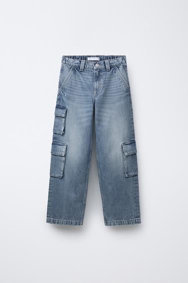 CARGO POCKET JEANS - Blue by Zara