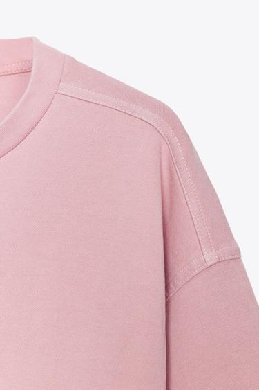WASHED EFFECT INTERLOCK T-SHIRT - Dusty pink de Zara - Image 6