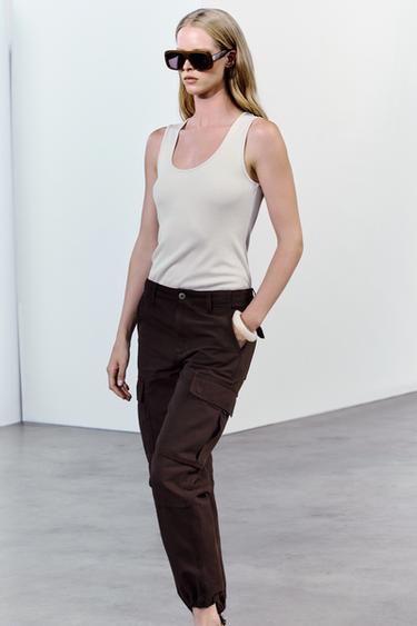 T-SHIRT CÔTELÉ SANS MANCHES - Sable de Zara - Image 0