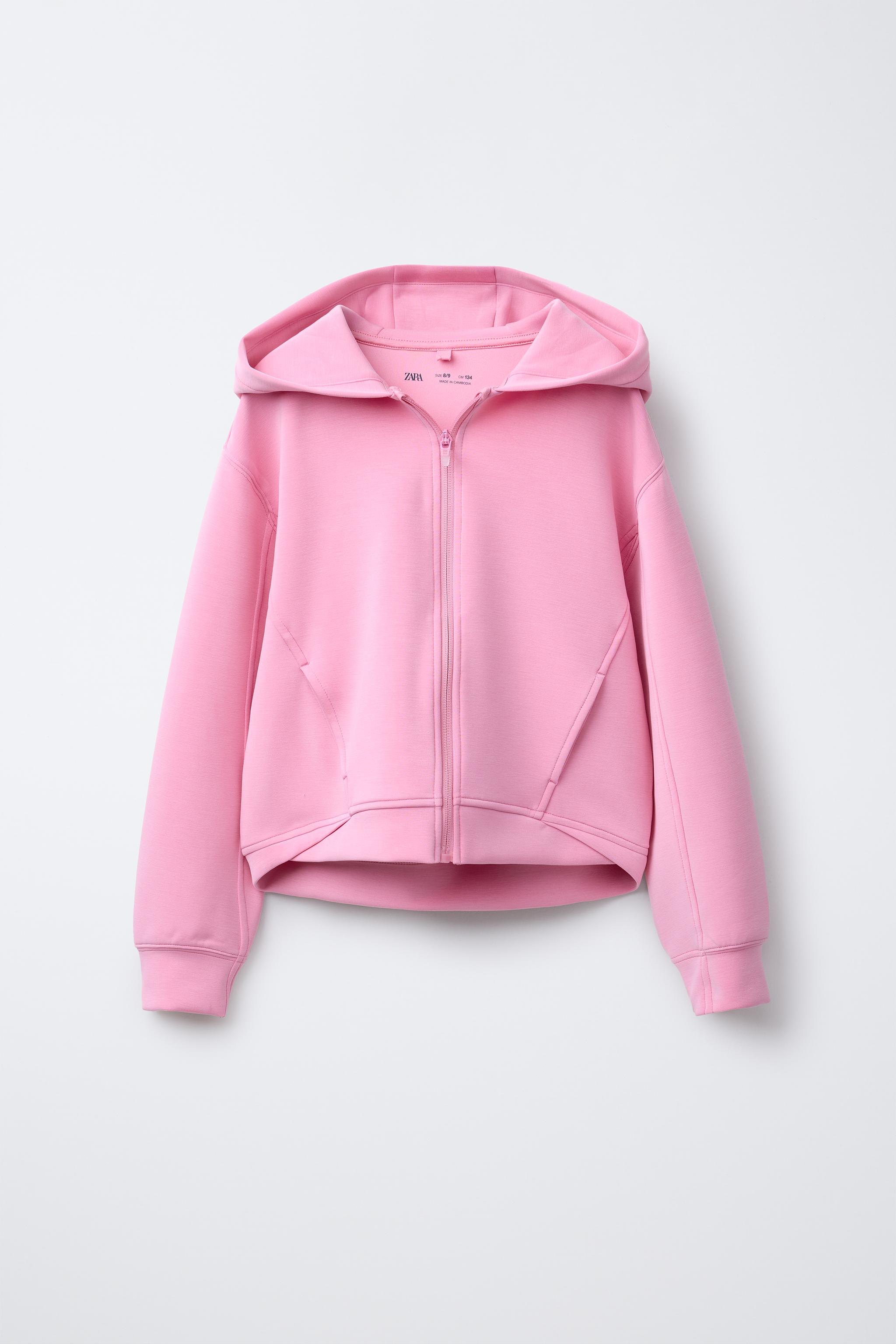 MODAL HOODIE WITH ZIP Pink ZARA Australia