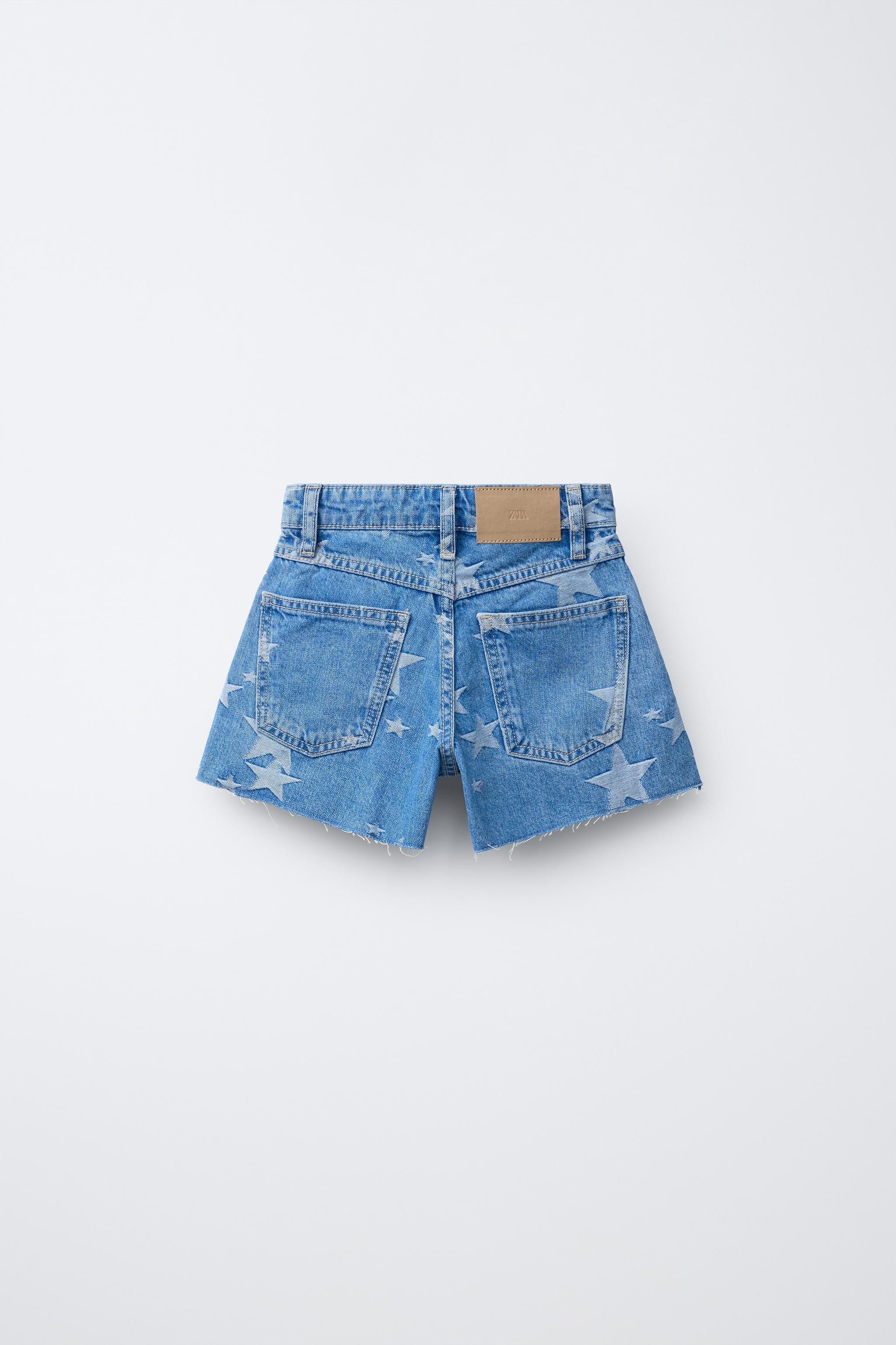 STAR PRINT DENIM SHORTS