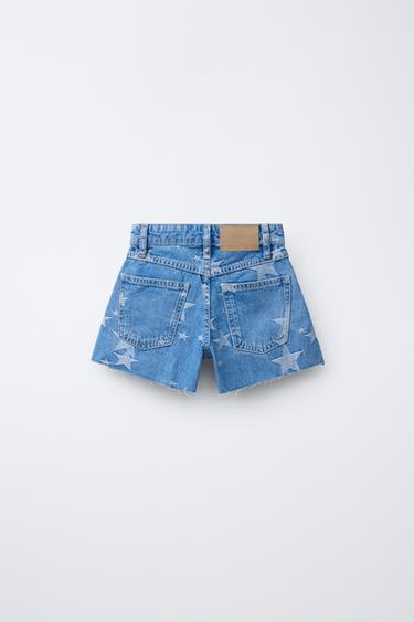 STAR PRINT DENIM BERMUDA SHORTS - Blue by Zara - Image 1