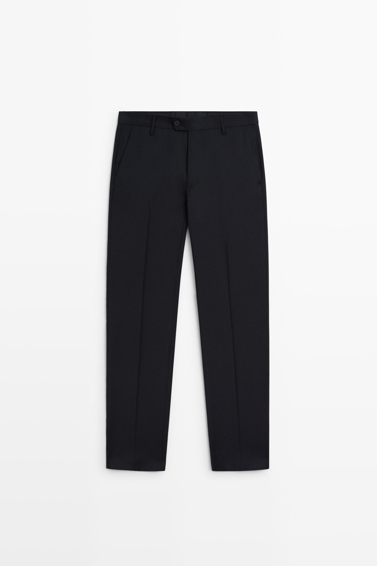 Wool suit pants — Navy blue
