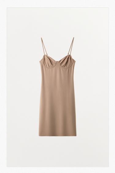 MINI DRESS WITH POLYAMIDE LINING - Beige-pink by Zara