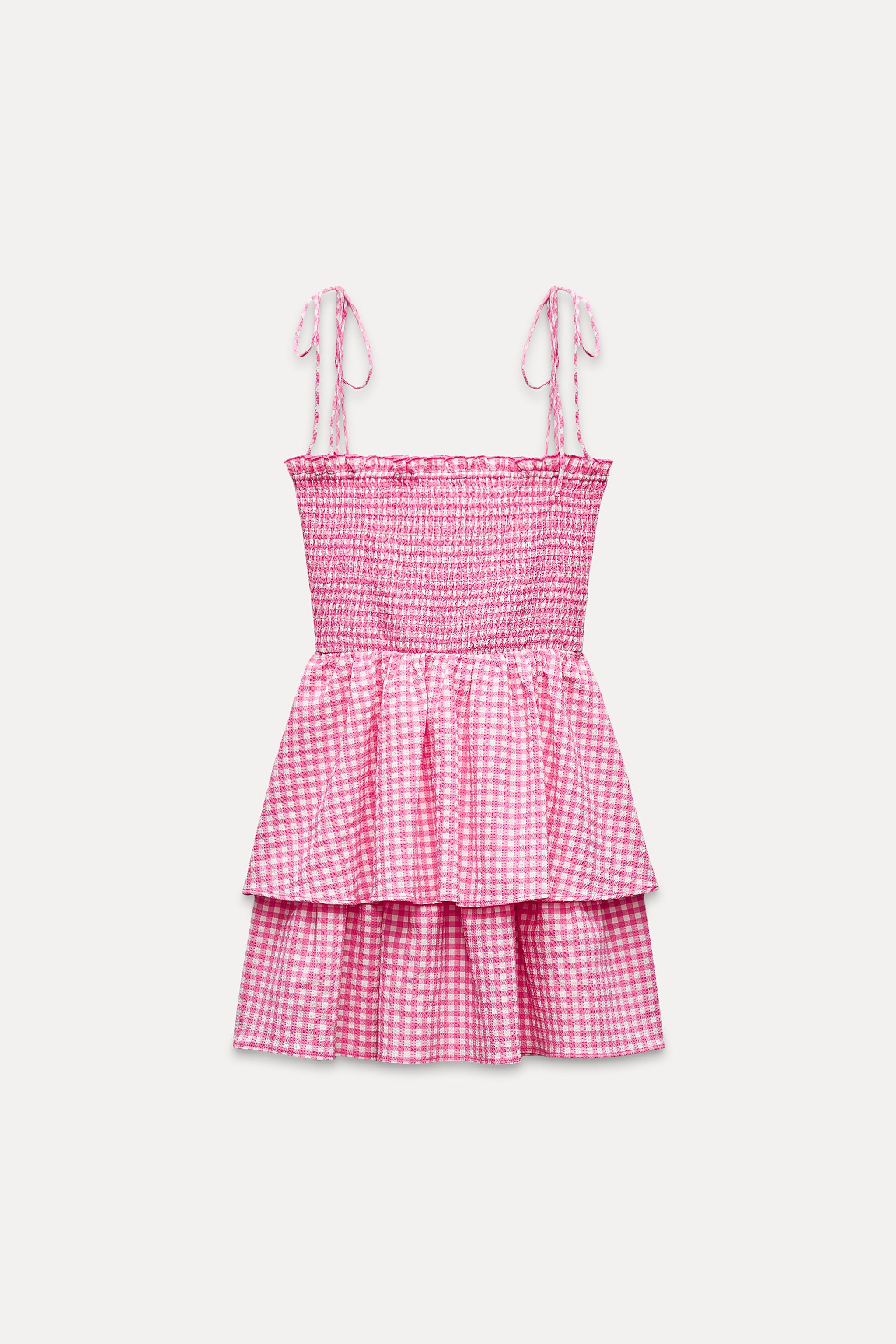 GINGHAM MINI DRESS - Pink / White | ZARA United States