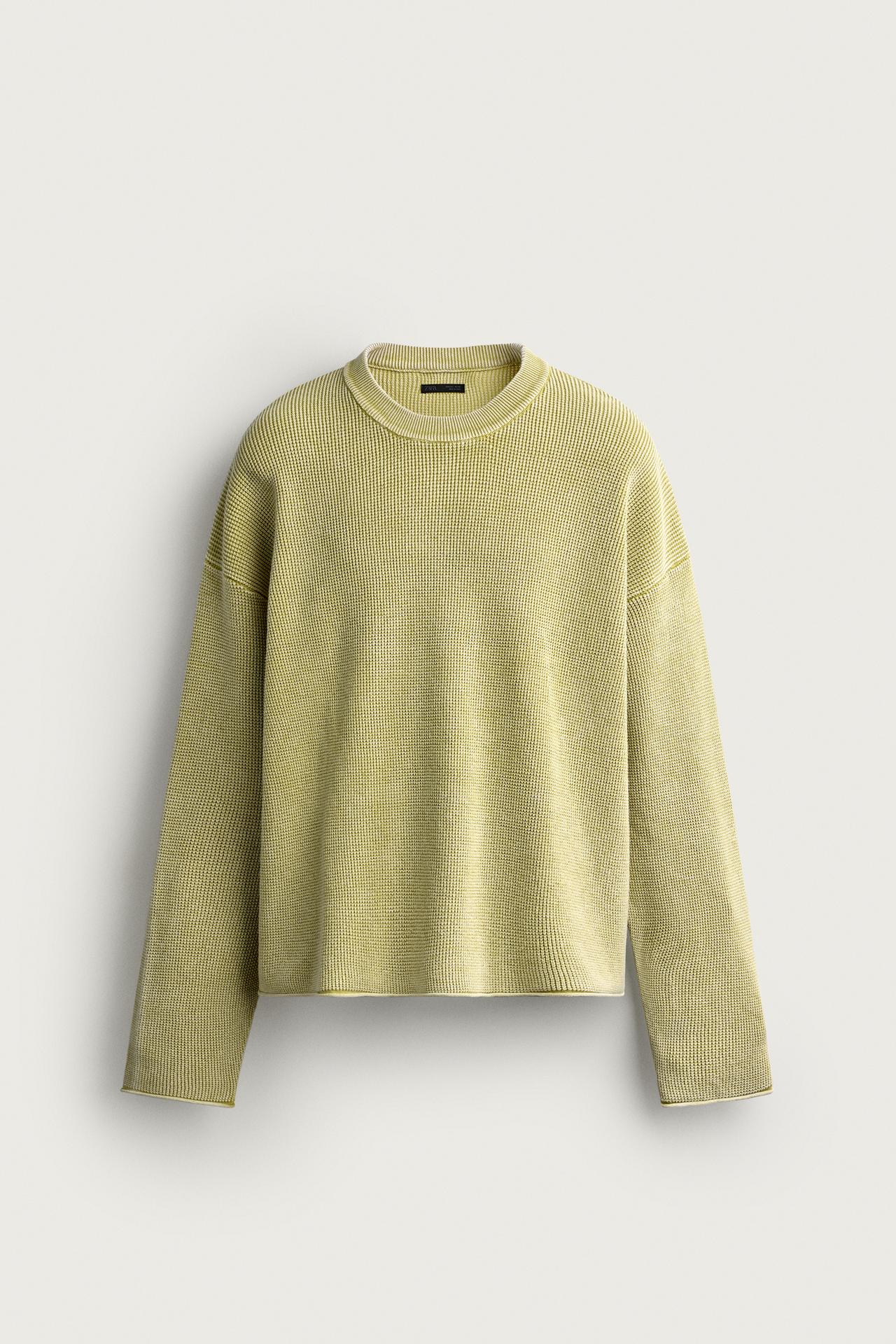 WAFFLE TEXTURE SWEATER — Lime green