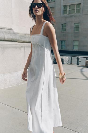 ZW COLLECTION LONG TRIM DRESS - White by Zara - Image 1