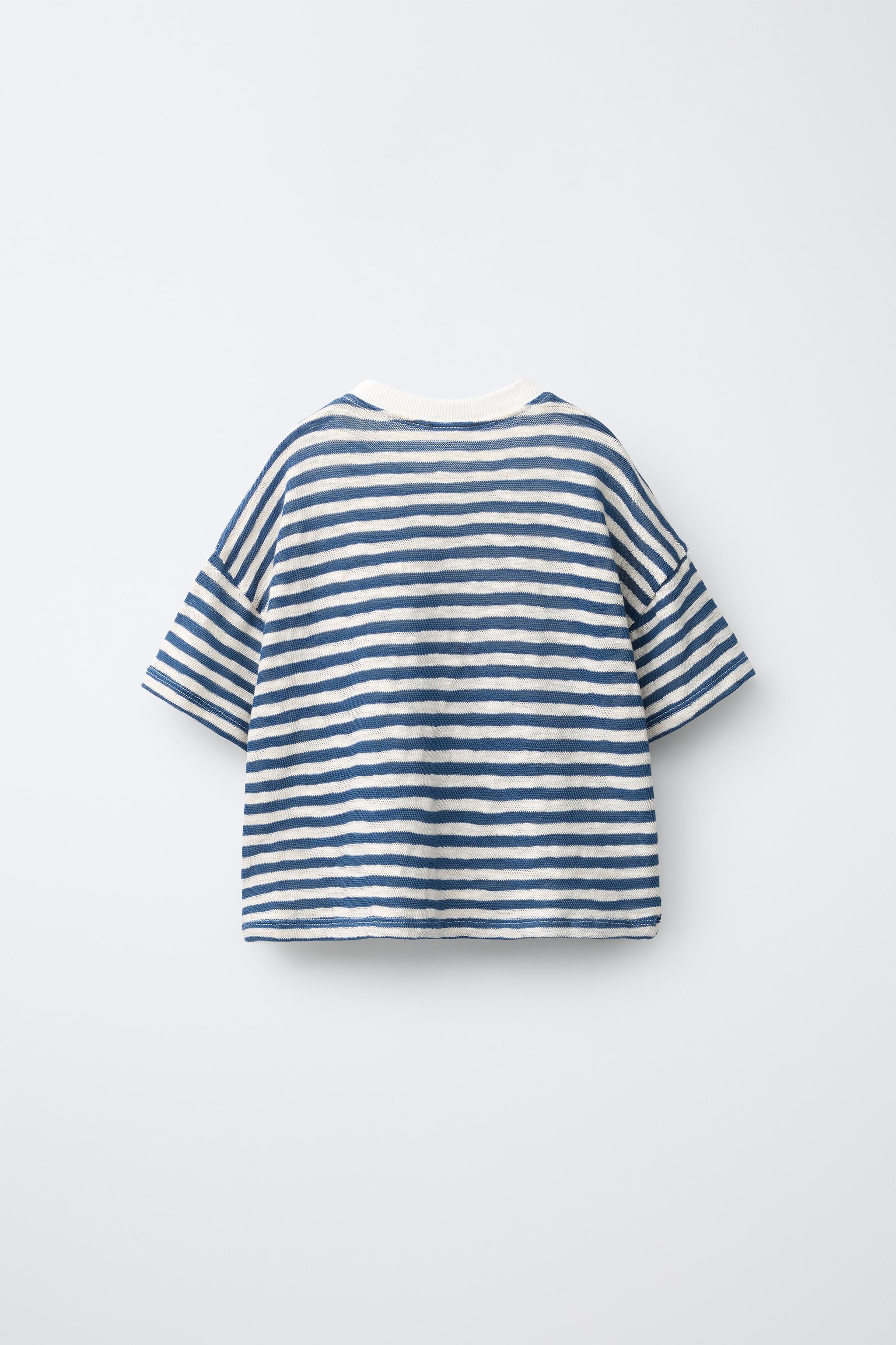 Детские футболки Zara EMBROIDERED STRIPED T-SHIRT — фото 2
